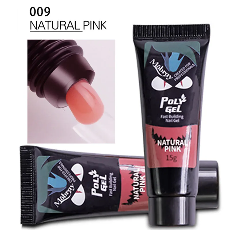 09-Natural Pink Впитывающийся полигель УФ акриловый гель быстрое строительство 15 мл расширение полигель строительный гель камуфляж УФ светодиодный твердый строительный гель для ногтей - Цвет: 09-Natural Pink