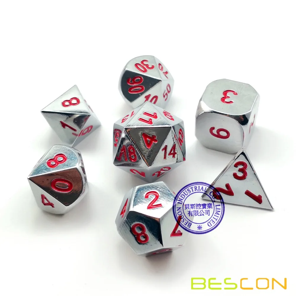

Bescon сверхмощный Блестящий хромовый Металлический Набор игральных костей 7, прочный металлический хром многогранный набор для ролевых игр в...
