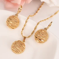 fashion cute jewelry gold round ball girls bridajewelry set for women necklace earrings set party accessories dubai india gift