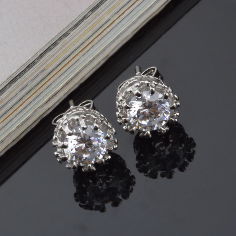 Серьги из стерлингового серебра 925 пробы 8 мм 2ct высококачественные серебряные