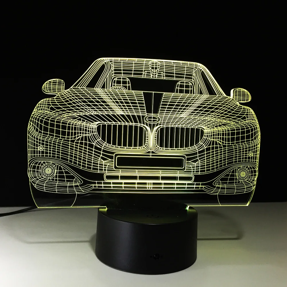 Креативный 3D LED автомобиль 7 цветов меняющая лампа Luminaria визуальный ночник для
