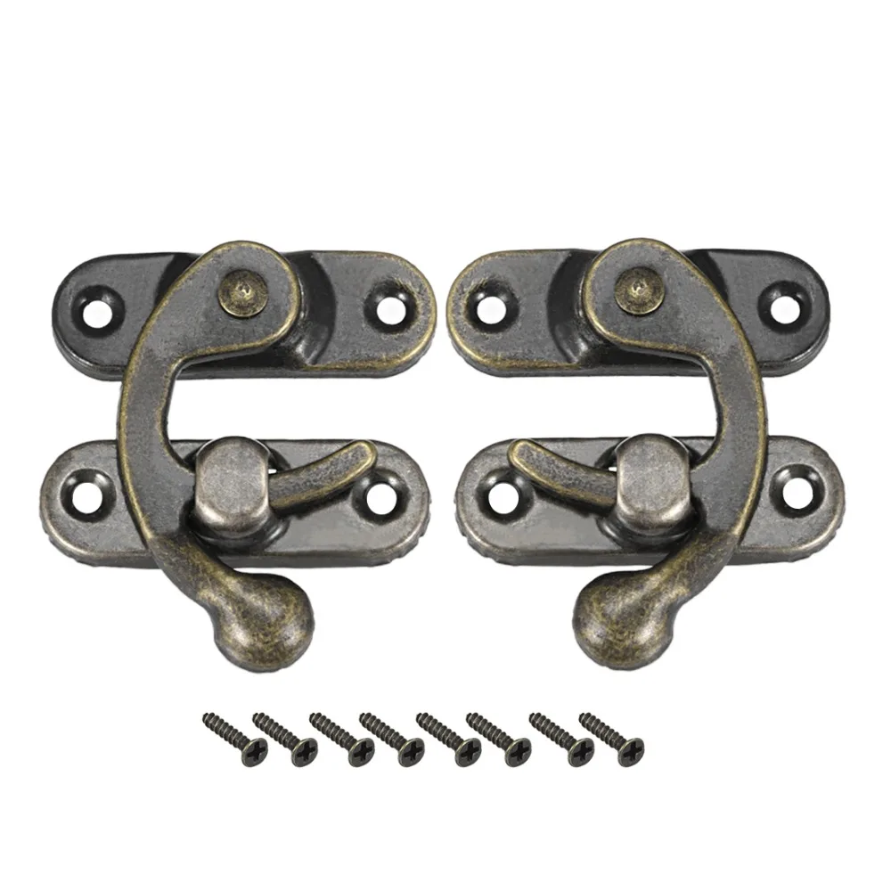 Uxcell Горячая 15 пара Античная бронза Swing Arm груди защелка крюк Засов 32x27x7 мм Аппаратные средства аксессуар для ювелирных изделий деревянный короб