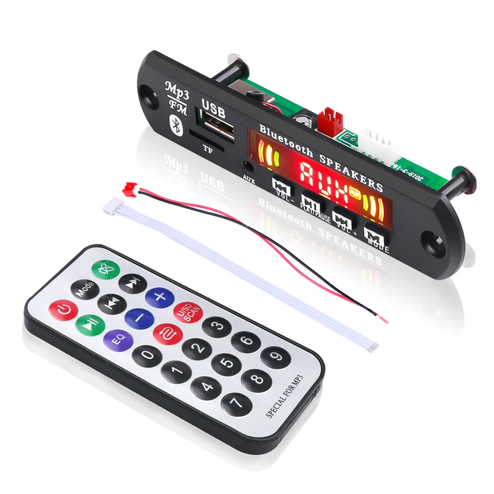 KEBIDU Автомобильный MP3 WMA Bluetooth декодер доска музыкальный плеер цветной экран для записи звонков USB TF FM AUX радиомодуль с пультом дистанционного управления
