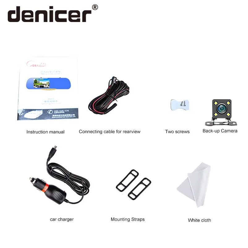 Denicer Dash Camera 5 0 ''автомобильное Cvr зеркало двойной объектив камера заднего вида