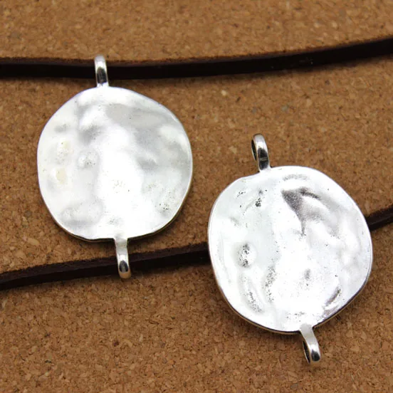 10 шт./лот металлические овальные изогнутые Подвески серебристого цвета с двойным