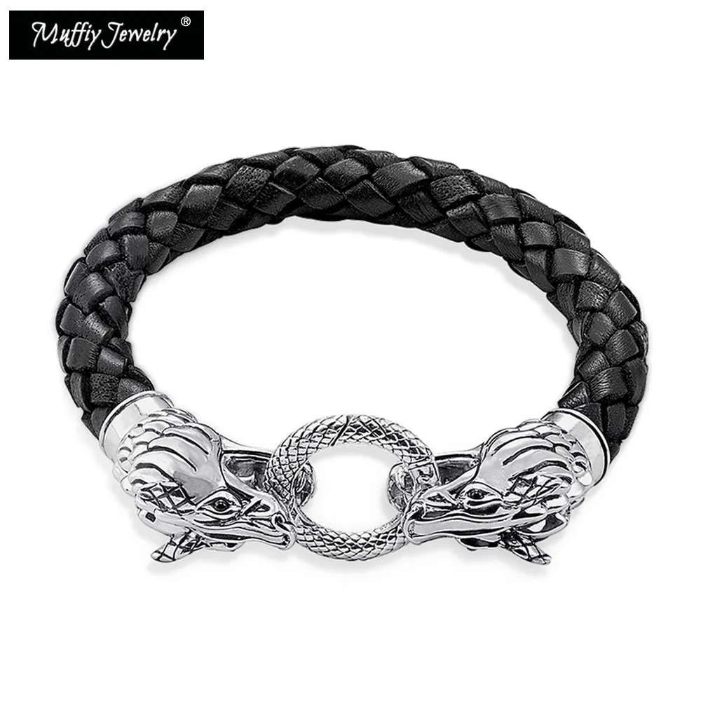 Кожаный браслет с драконом модные ювелирные изделия для мужчин и женщин в