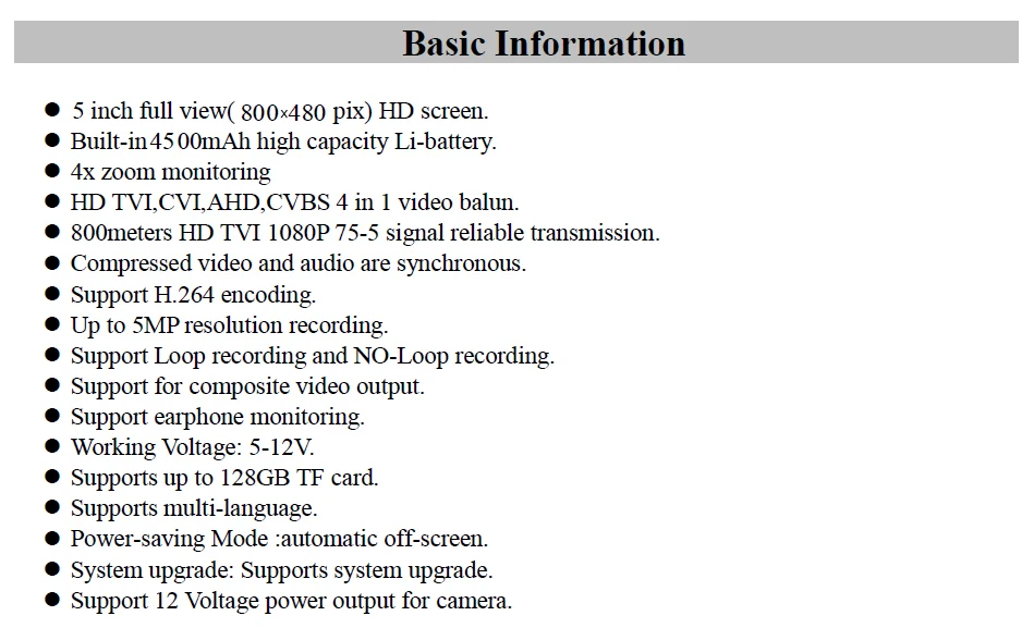 " HD 1080P портативный DVR монитор cctv камера Дисплей Монитор для FHD TVI AHD