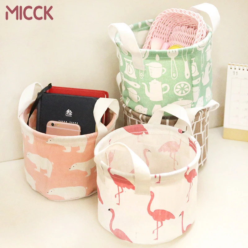 Круглая коробка для хранения из хлопка и льна MICCK сумка мелочей органайзер