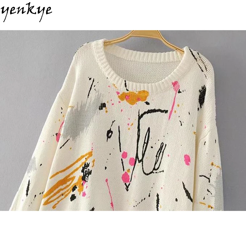 Для женщин роспись Кисточки ход печатных свитер o Средства ухода за кожей Шеи