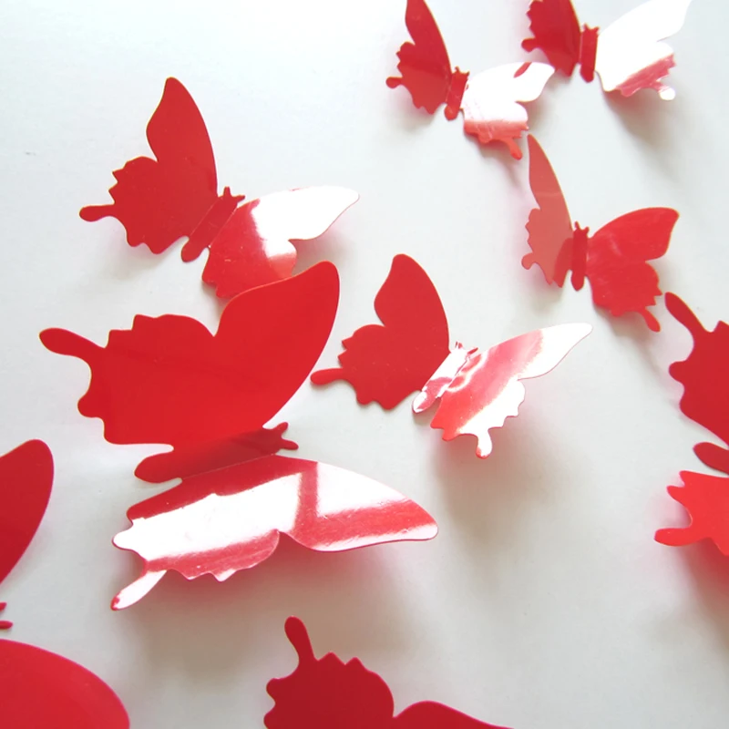 12 Pcs/Lot PVC Butterfly Decals 3D Wall Stickers Home Decor Poster for Kids Rooms Adhesive to Decoration Adesivo De Parede | Дом и сад