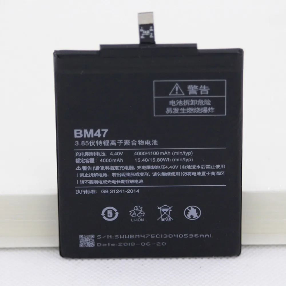5pcs/lot 4100mAh New Mobile Phone Battery BM47 For Xiaomi Redmi 3 3S 3X 4X Redmi3 Pro Hongmi 3s BM 47 internal | Мобильные телефоны
