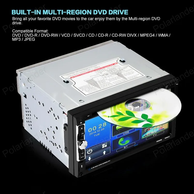 2din автомобильный DVD mp4-mp5-плеер поддержка передняя / задняя камера управление