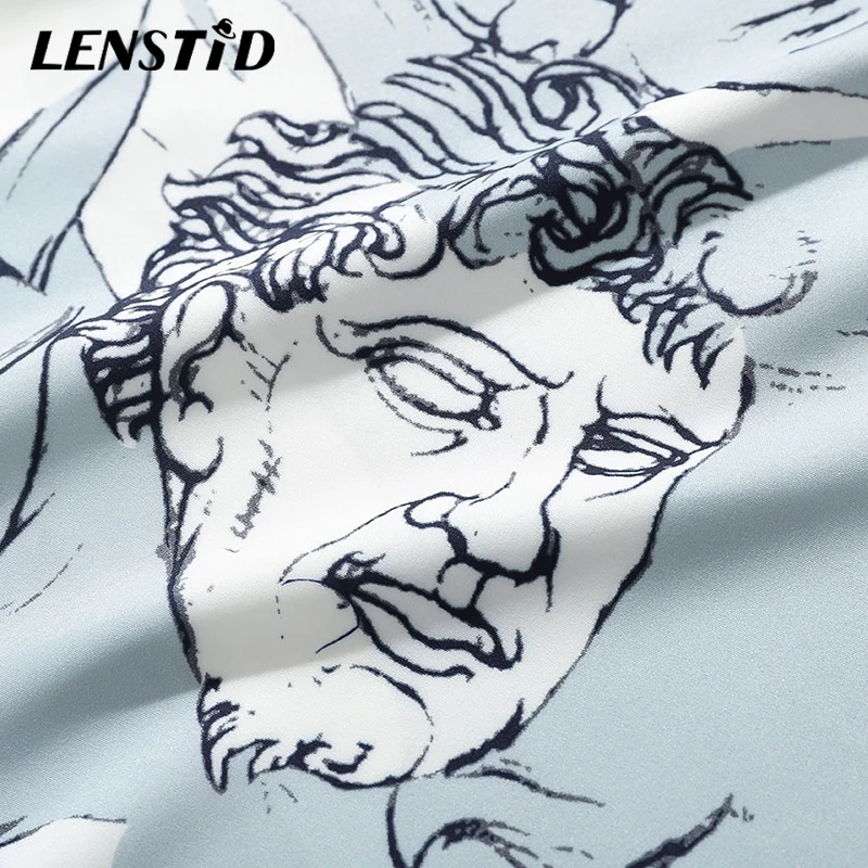 Мужская рубашка с длинными рукавами LENSTID тонкая свободная гавайская в стиле хип