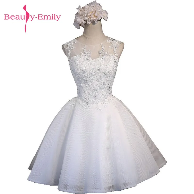 Женское платье из тюля Beauty-Emily белое вечернее до колена на шнуровке Короткие