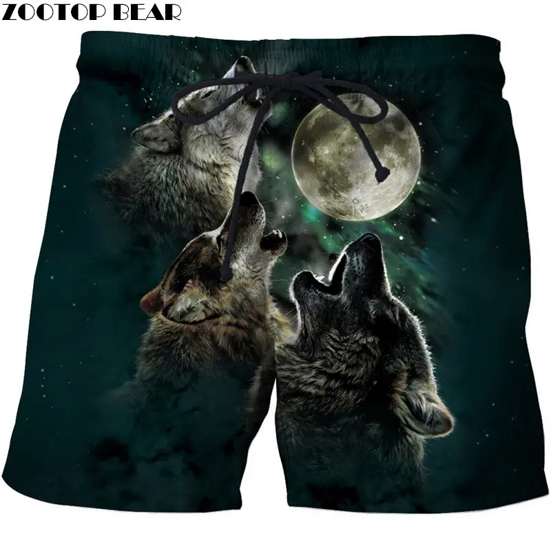 

Three Wolf Howling 3D Printed Men Board Short Male Quick Dry Beach Short Summer Male Casual Clothing Short Trousers ZOOTOP BEAR