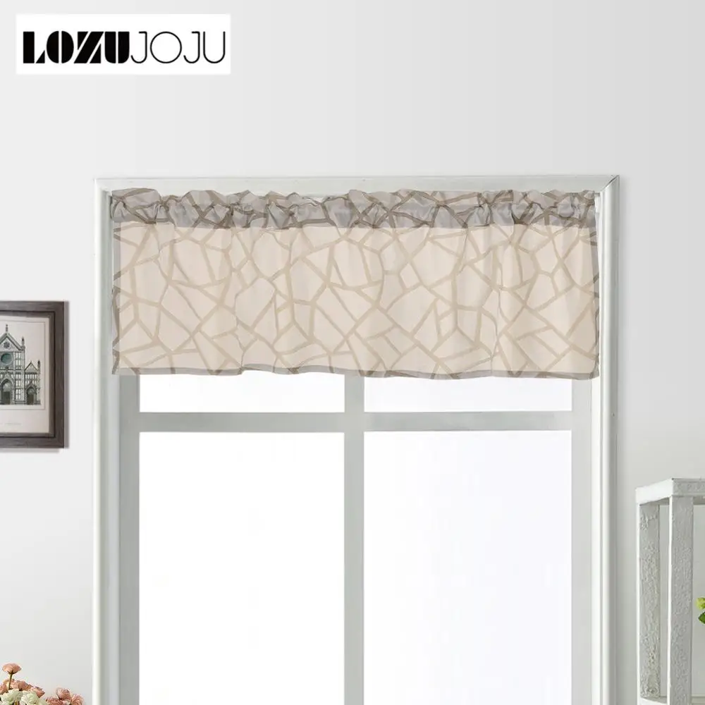 LOZUJOJU 1 piece Rod Pocket Short Curtains Semi Shade Valance Drops Geometric Rustic Elegant Home Decor Thread All Match | Дом и сад