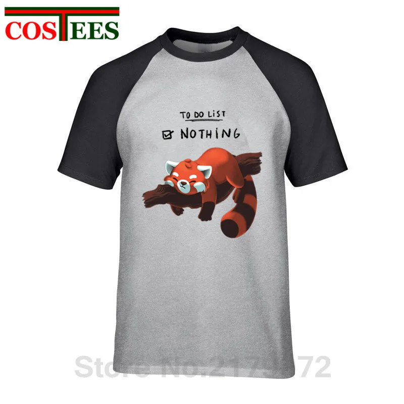 20 Пародия мода лето красная панда To Do List Nothing футболки мужские забавные Kawaii футболки-панды homme милый енот футболка hombre - Цвет: 20