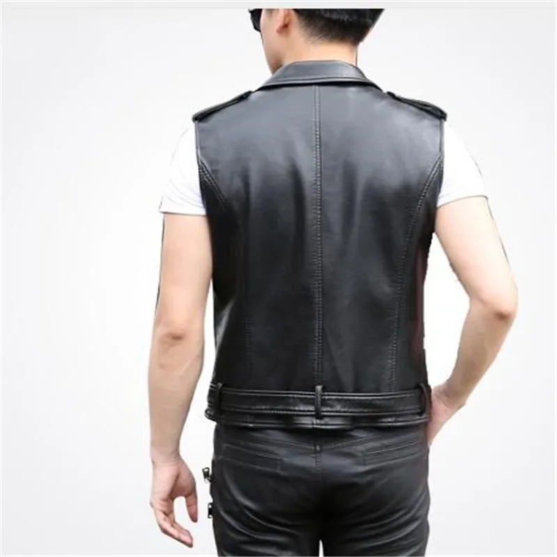 2017 весенне-летний однотонный Свободный Повседневный кожаный мужской жилет с