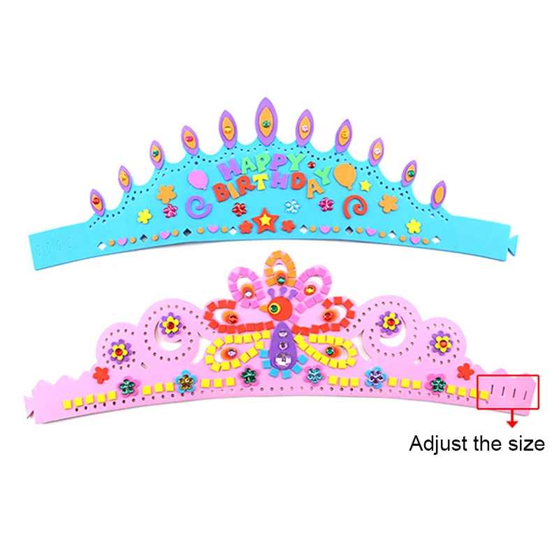 YEXAHQM DIY Crown Toy 3D Puzzles For Children Enviromental-friendly EVA Handmade Craft Gifts Birthday Hat | Игрушки и хобби