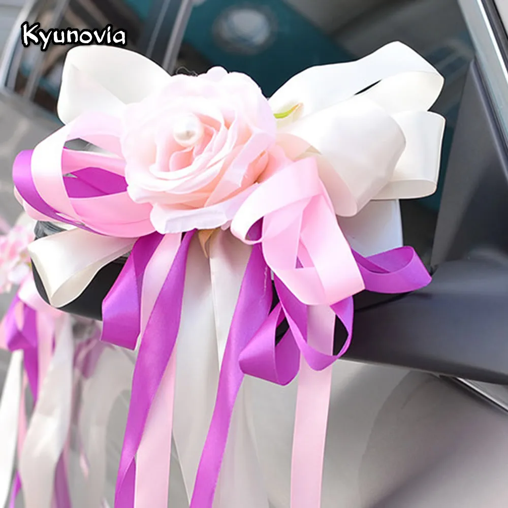 Свадебное украшение для автомобиля Kyunovia цветочные дверные ручки и Украшение