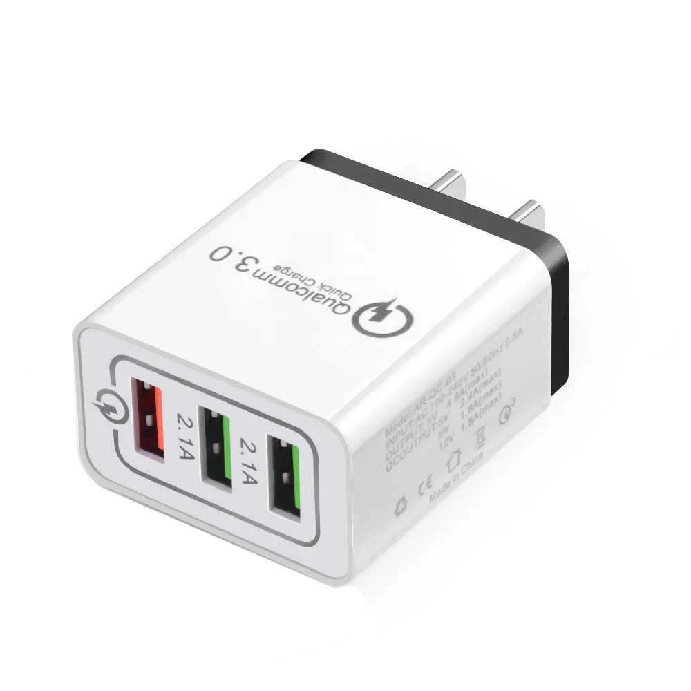 Быстрое зарядное устройство QC3.0 с 3 портами USB-устройство для зарядки телефонов