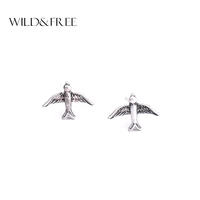 top fashion trendy brinco new arrival women minimalist bird stud earrings antique plated brand for jewelry gift wholesale