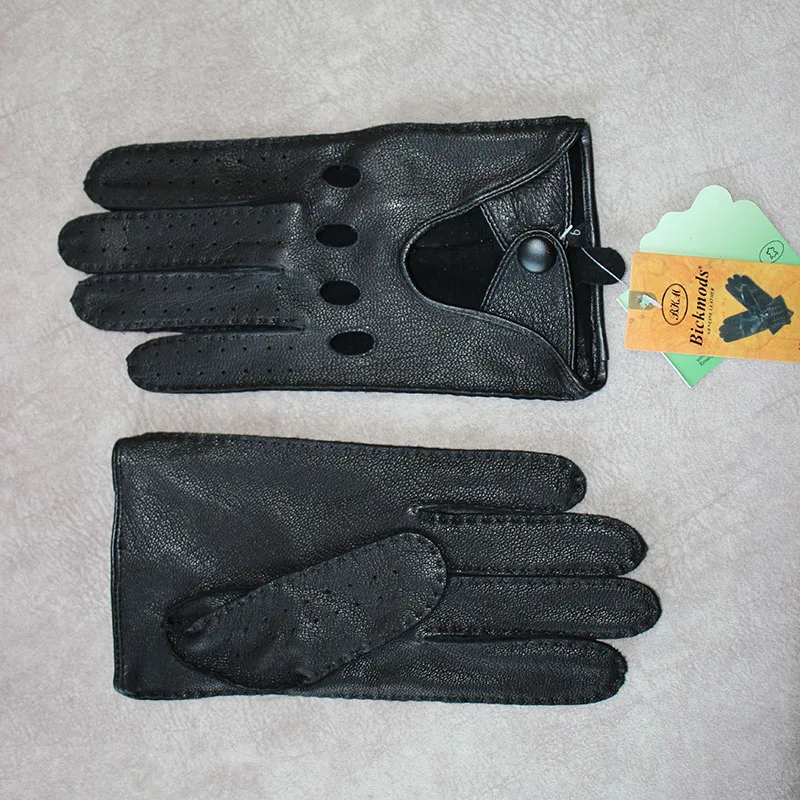 Black straight style Перчатки из оленьей кожи мужские однослойные тонкие стильные дышащие перчатки для вождения и верховой езды - Цвет: Black straight style
