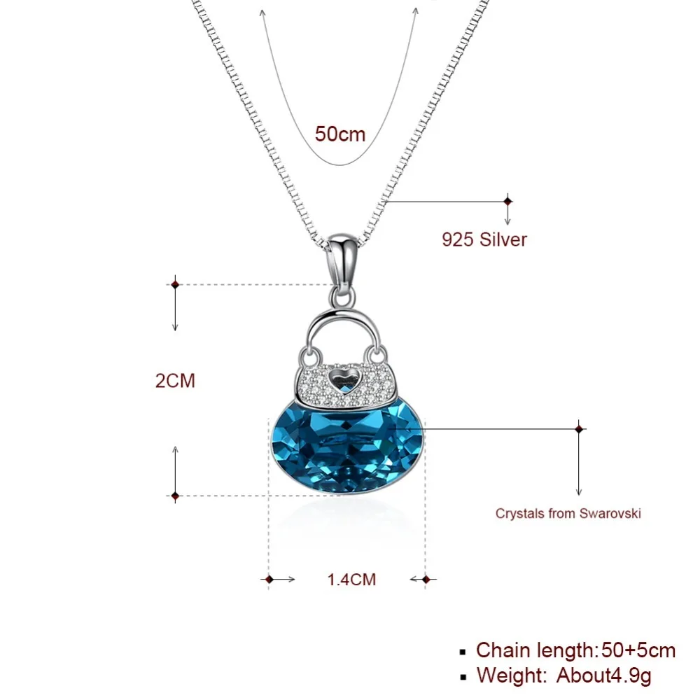 Женское ожерелье с подвеской Lekani украшенное кристаллами Swarovski из стерлингового