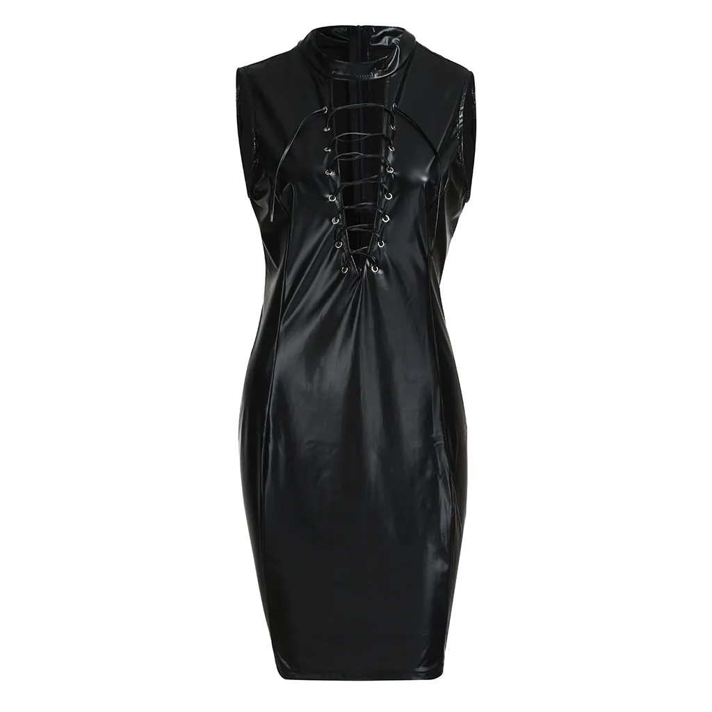 Платье Jaycosin сексуальное простое женское платье из искусственной кожи облегающее