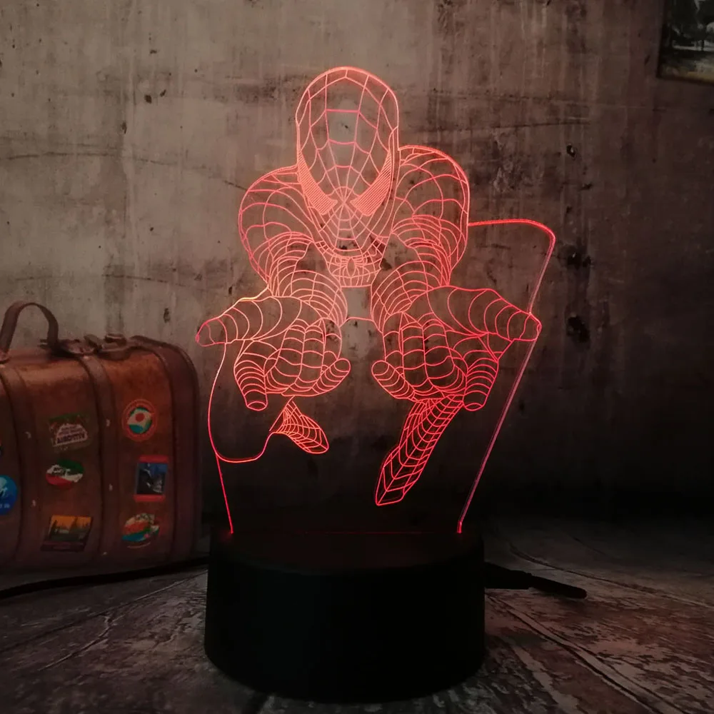 Комиксов Marvel мстители Человек паук и с несколькими Цвет 7 цветов 3D RGB светодиодный