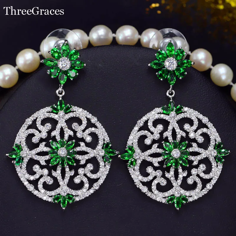 Женские винтажные серьги ThreeGraces круглые с кубическим цирконием цвета: желтый