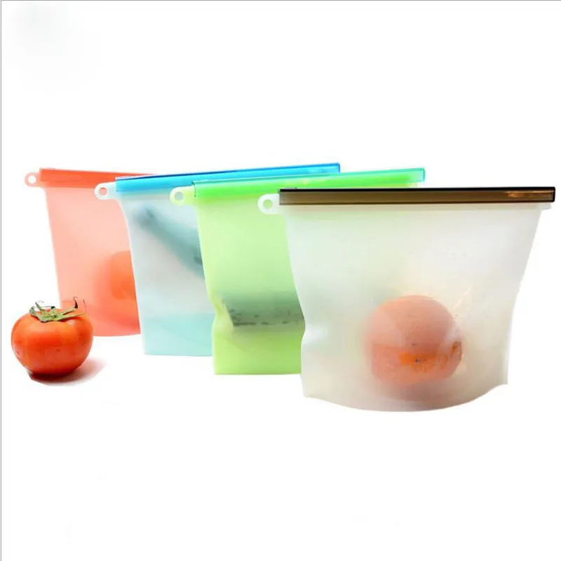 Reusable Silicone Food Milk Fresh Bags Wraps Fridge Food Storage Containers Refrigerator Bag Kitchen Colored Ziplock Bags M31C