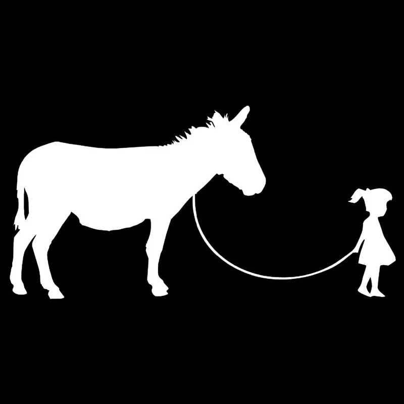 20cm*9.9cm Girl Walking A Donkey Pet Mule Interesting Vinyl Decal Car Sticker Black Silver S6-2908 | Автомобили и мотоциклы