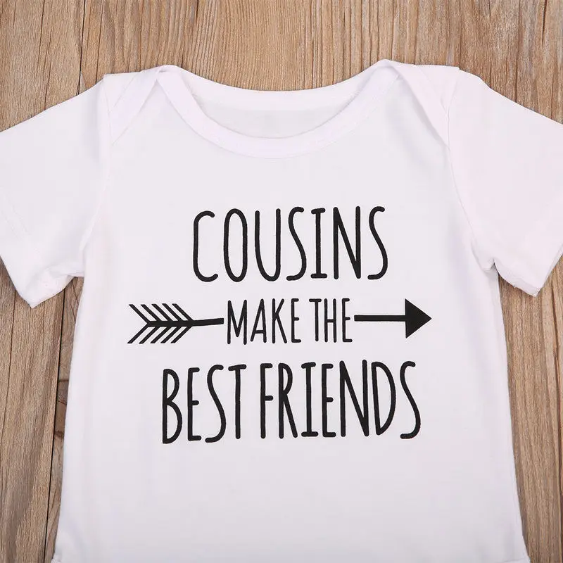 Хлопковый комбинезон с принтом Cousins для новорожденных боди маленьких мальчиков и