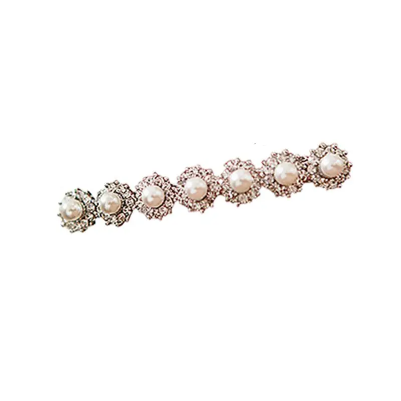 Заколка для волос женская блестящая Однорядная с жемчугом модная изящная