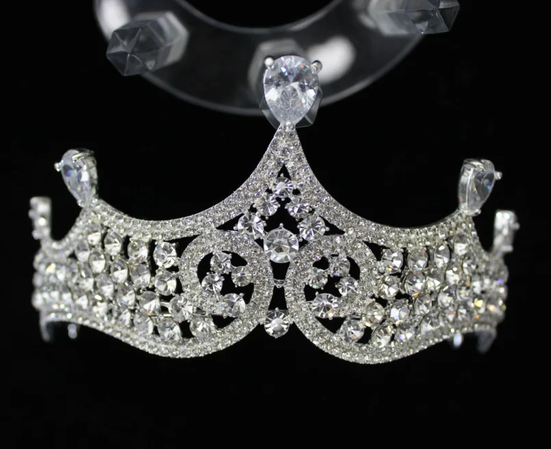 Silver Барокко Винтаж Черный Кристалл бусины Свадебная Корона-Тиара Стразы диадема театрализованные короны невесты оголовье свадебные аксессуары для волос - Окраска металла: Silver