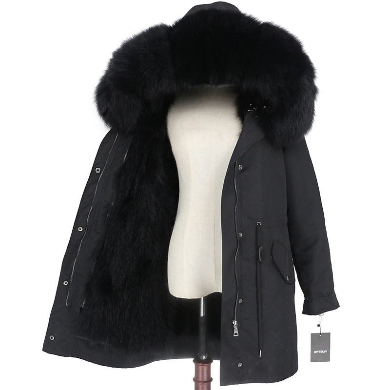 OFTBUY пальто с натуральным мехом, зимняя куртка для женщин, натуральный Лисий мех, водонепроницаемая парка, съемная верхняя одежда, Толстая теплая уличная одежда, бренд