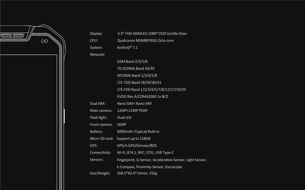 AGM X2 SE IP68 водонепроницаемый телефон 6 Гб 64 Гб Восьмиядерный Snapdragon 653 5," 16 Мп+ 12 Мп Android 7,0 NFC Смартфон с отпечатком пальца