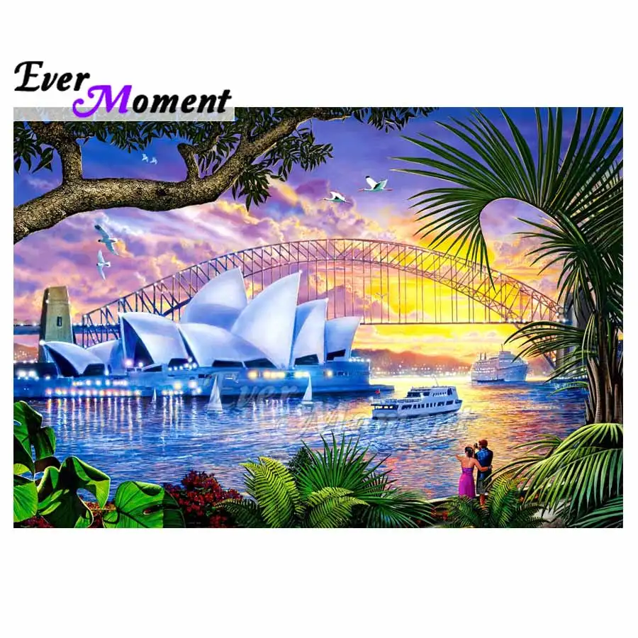 Ever Moment DIY Diamond Painting Cross Stitch Sydney Opera House Landscape Decoration Home Full Square Pattern Craft ASF1063 | Дом и сад
