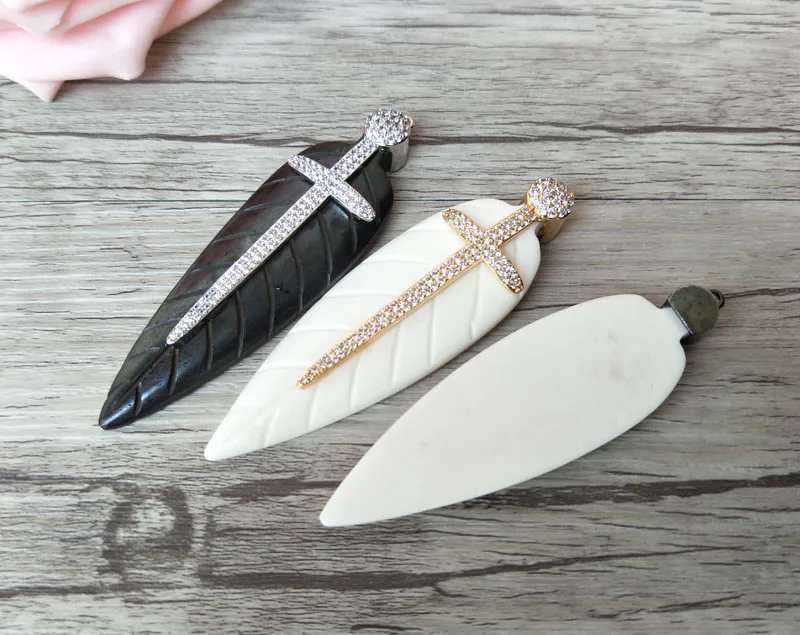 5 шт. уникальные кулоны в виде перьев и костей|ox bone pendant|feather pendantpave crystal pendant |