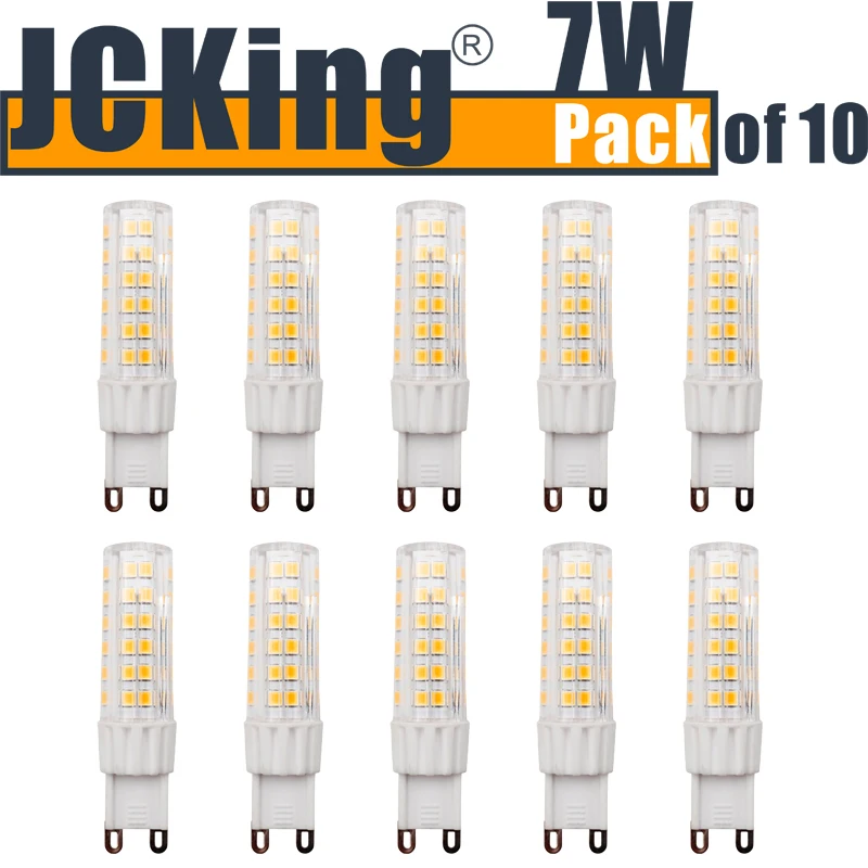 

JCKing (Pack of 10) 7W G9 LED Lamp 75 SMD 2835 LEDs AC120V/220V Warm White/ Cool White Halogen Bulb LED G9 Spotlight Lamp