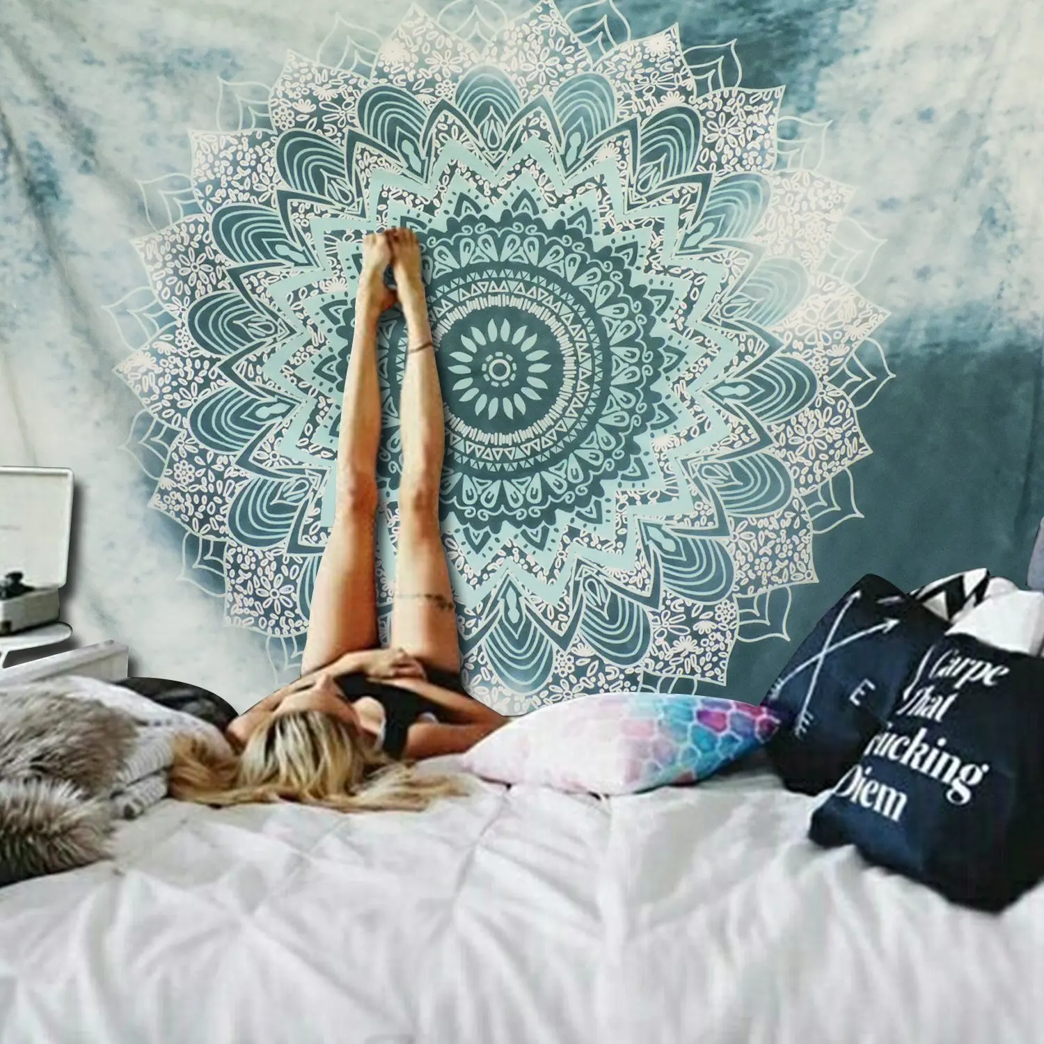 Настенный гобелен с рисунком мандалы мультяшное Тропическое растение настенная