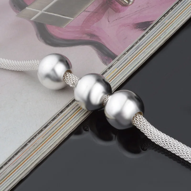 

New Arrival Big Brand 2017 Sterling Silver Network Management 3 Beads Bracelet For Women bracelets & bangles Pulseira VBS4032