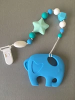 cute baby teether chains toy or accessory for baby pacifiers safe carrier pendantelephant pacifier clips silicone teething toy
