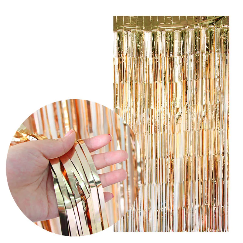 1pc champagne 2x1 м красочные шторы из фольги Свадебный декор фон для фотосъемки занавеска реквизит для фотосессии девичник для взрослых День рождения украшения - Цвет: 1pc champagne