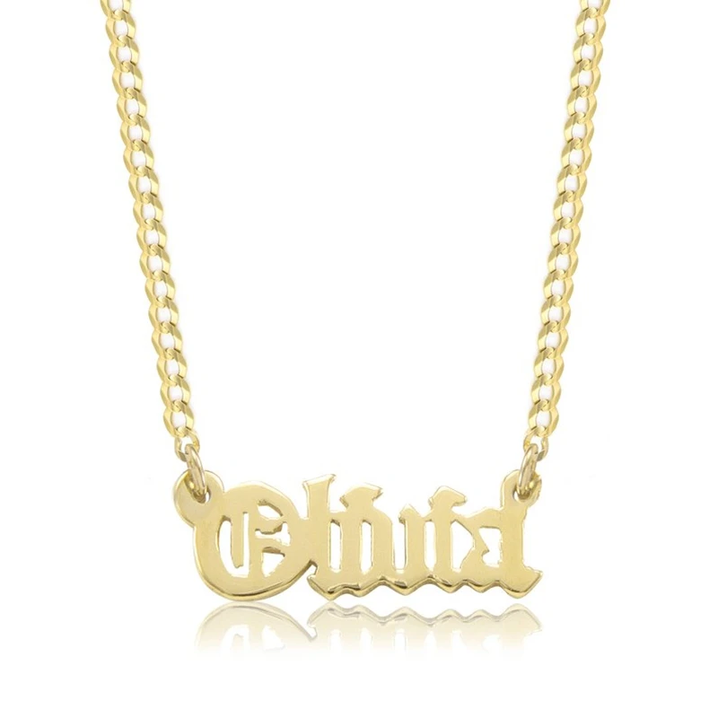 

European Style Silver Initial Custom Name Necklace Women Birthday Gift Old English Nameplate Stainless Steel Pendant Collares