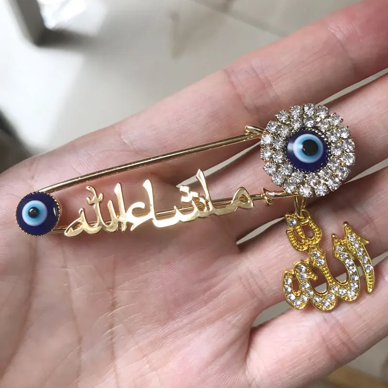 ALLAH Mashallah в Арабский турецкий Злой Глаз нержавеющая стальная брошь Детская булавка