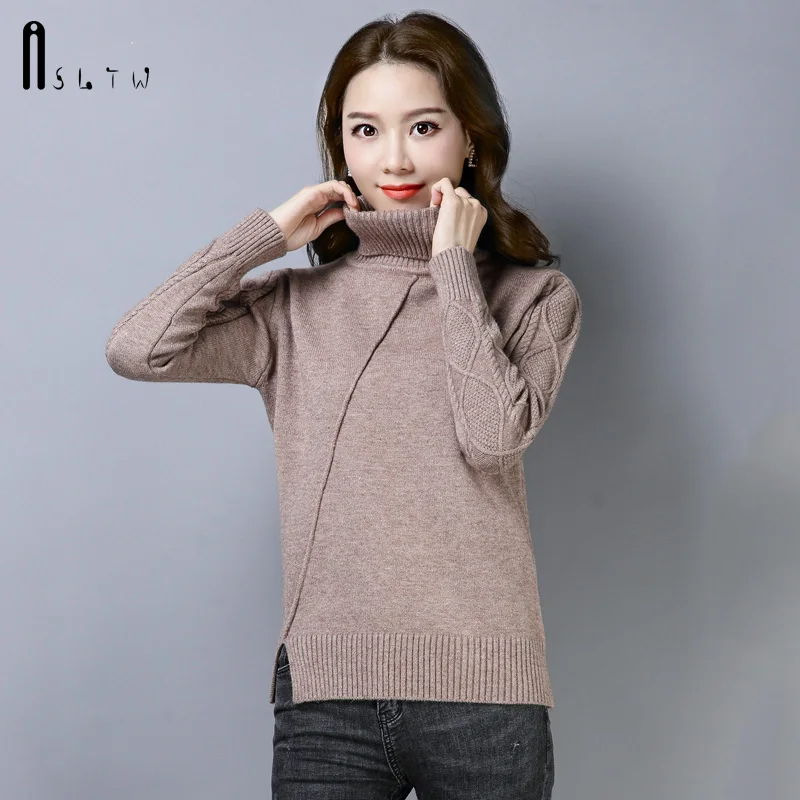 ASLTW Turtleneck Sweater Woman Winter Twist Long Sleeve Pullovers Jumper Pull Femme High Quality Plus Size Women's | Женская одежда