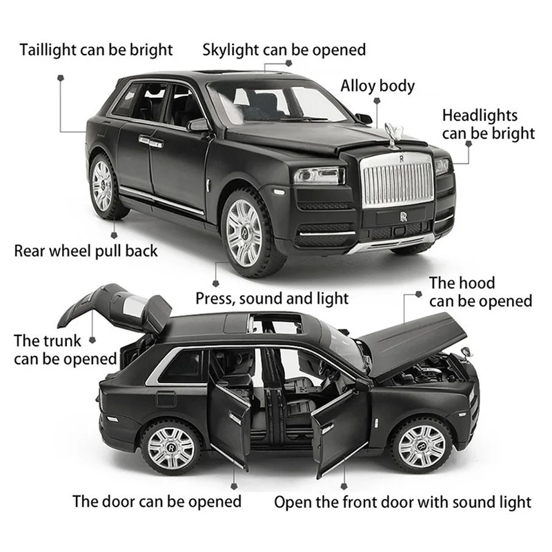 1:32 Масштаб Rolls Royce Cullinan литая модель автомобиля детский металлический звук и