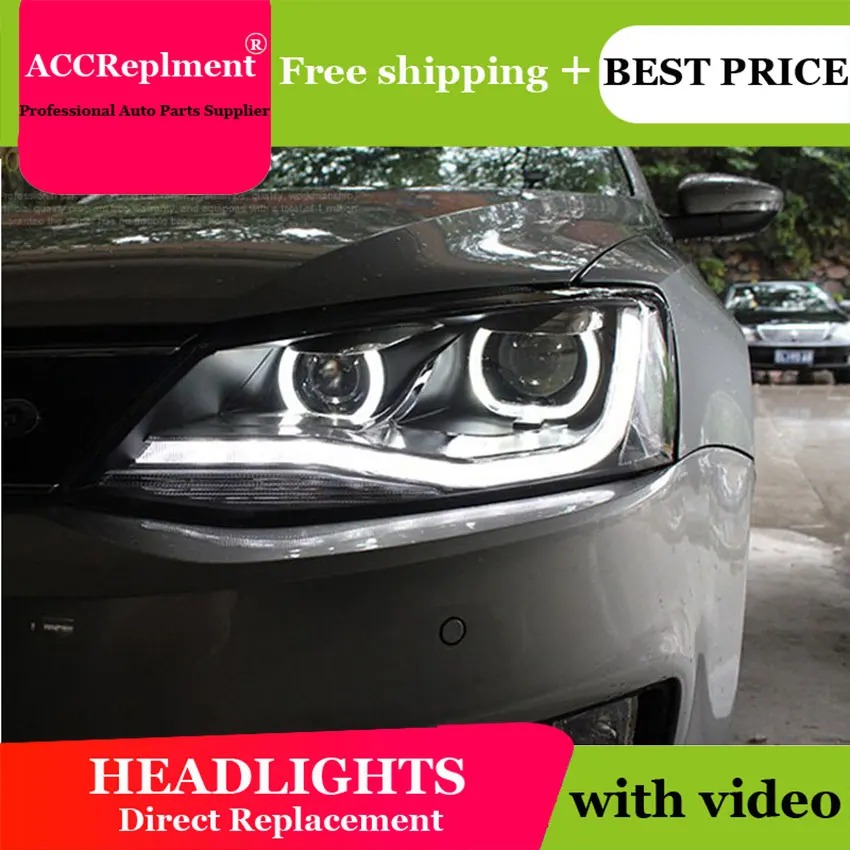 Авто PRO 2011-2014 для vw jetta головной светильник с двойной Ангельские глазки